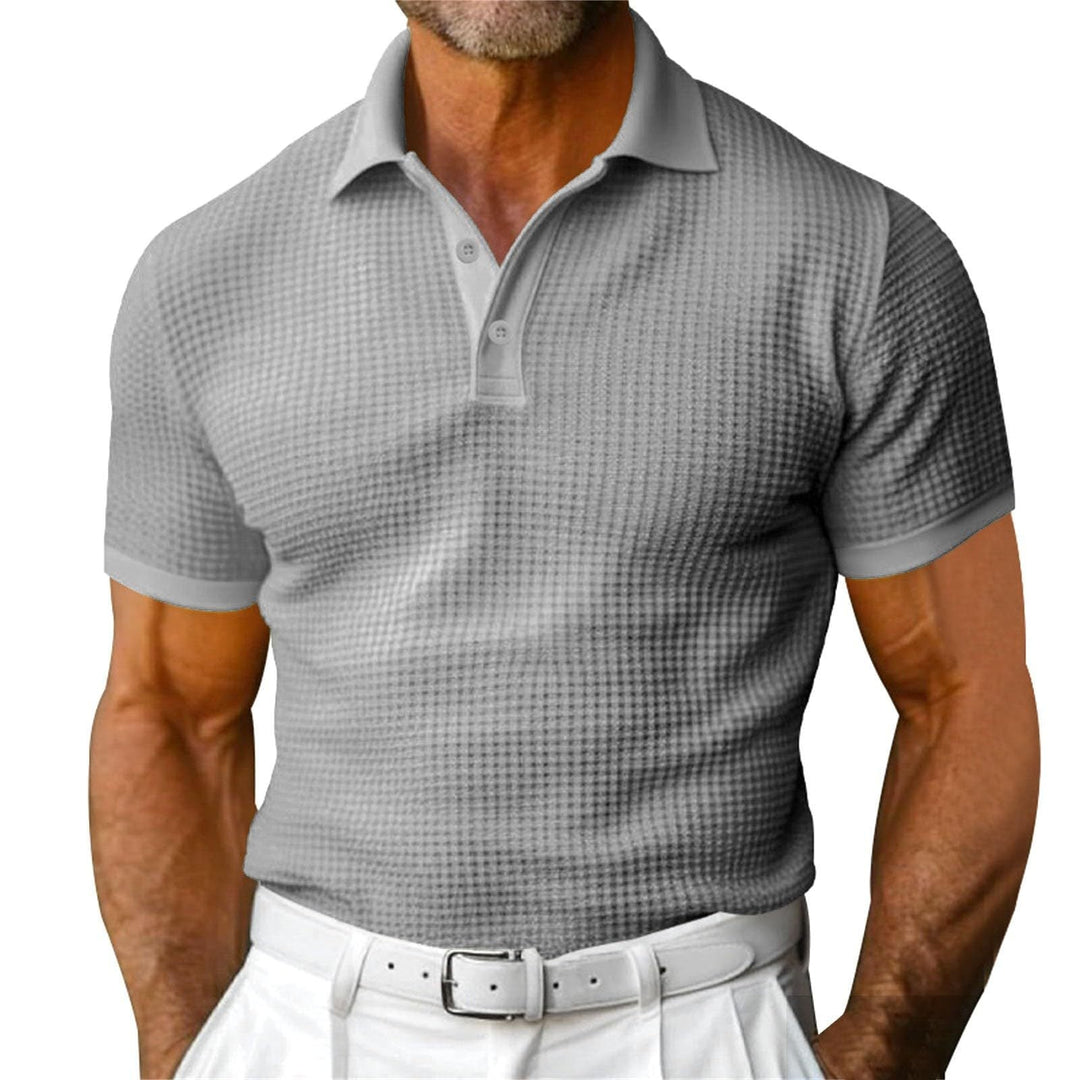Mens Polo Shirt Breathable Slim Tailored Cut Button Placket