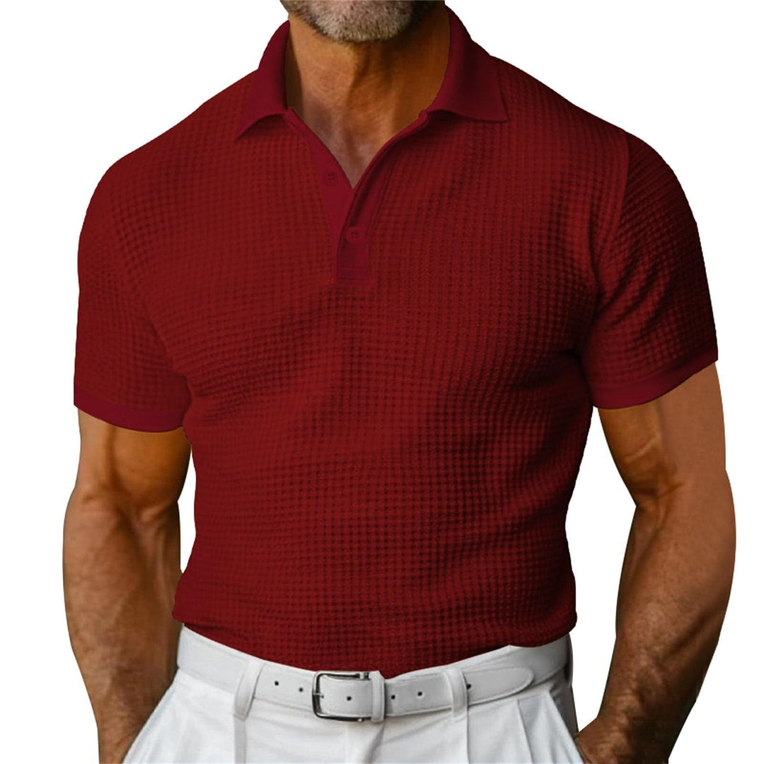 Mens Polo Shirt Breathable Slim Tailored Cut Button Placket