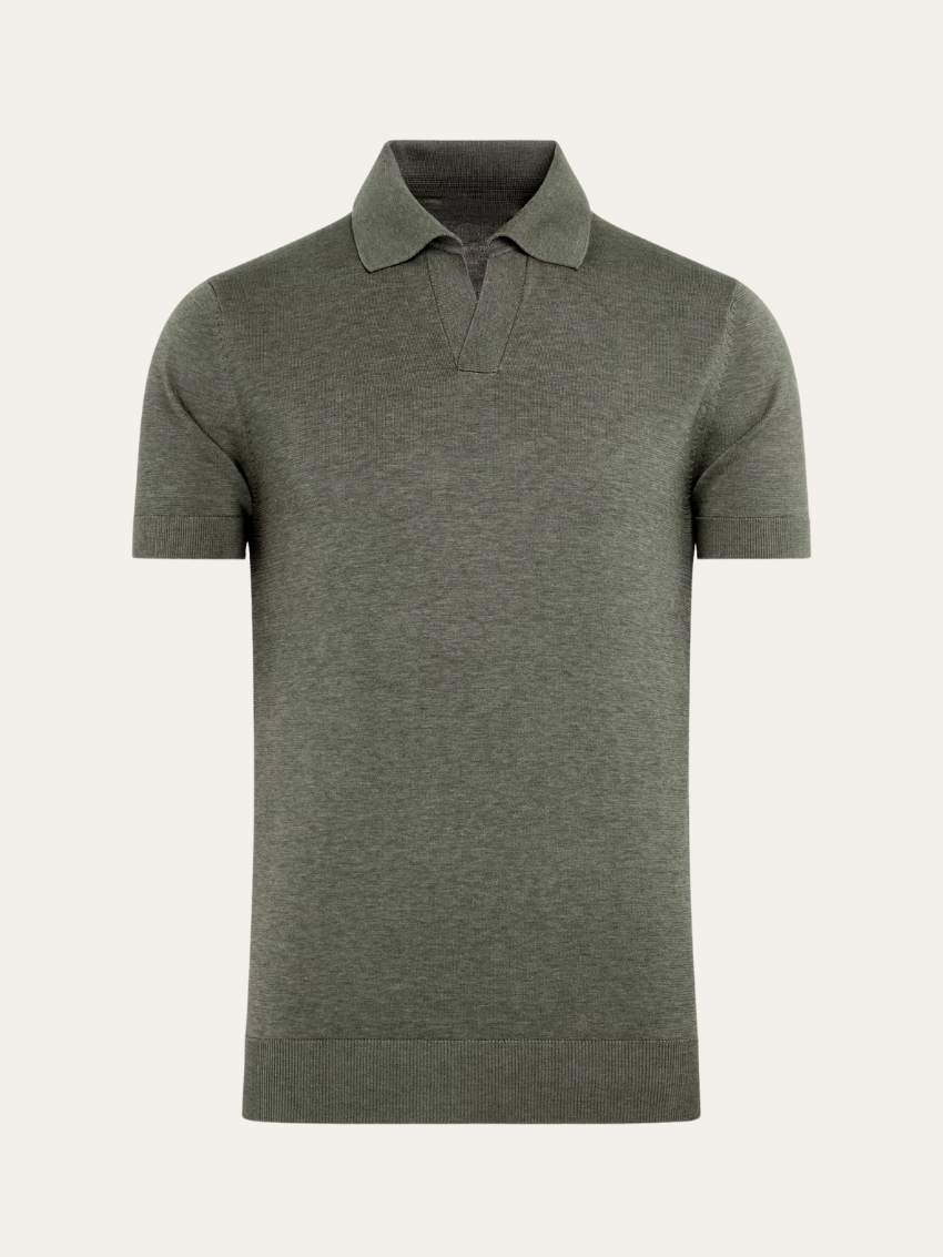Mens Polo Shirt Soft Blend Buttonless Smooth Neckline