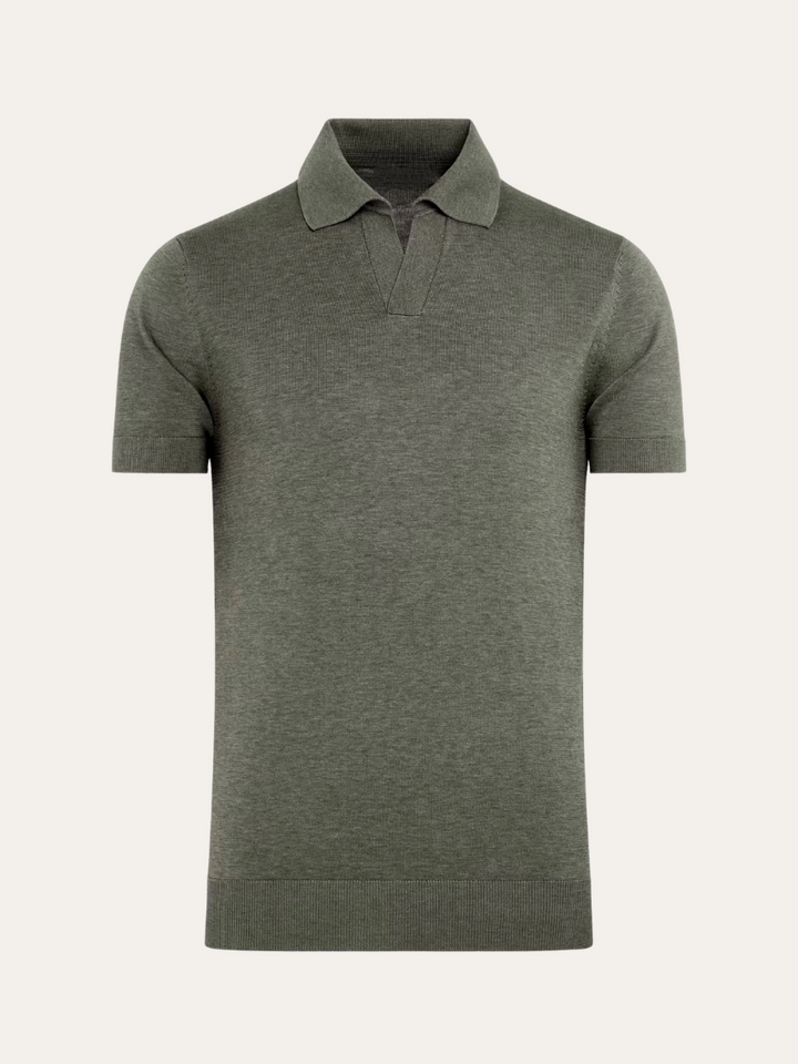 Mens Polo Shirt Soft Blend Buttonless Smooth Neckline