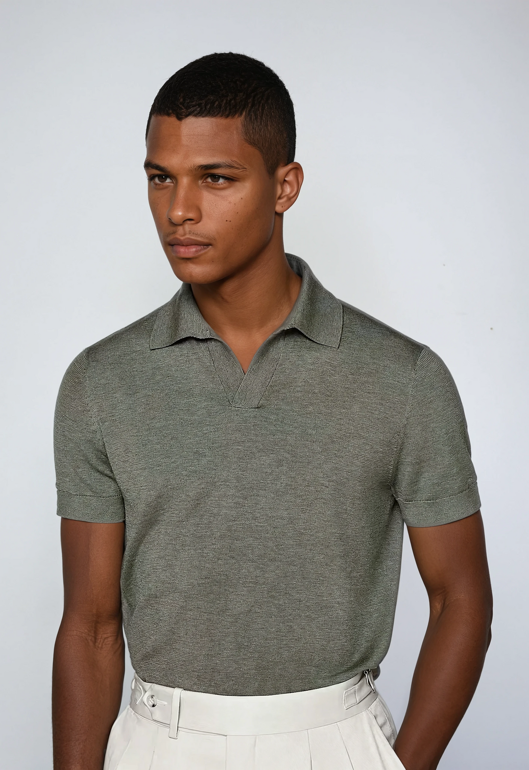 Mens Polo Shirt Soft Blend Buttonless Smooth Neckline - BritishMode