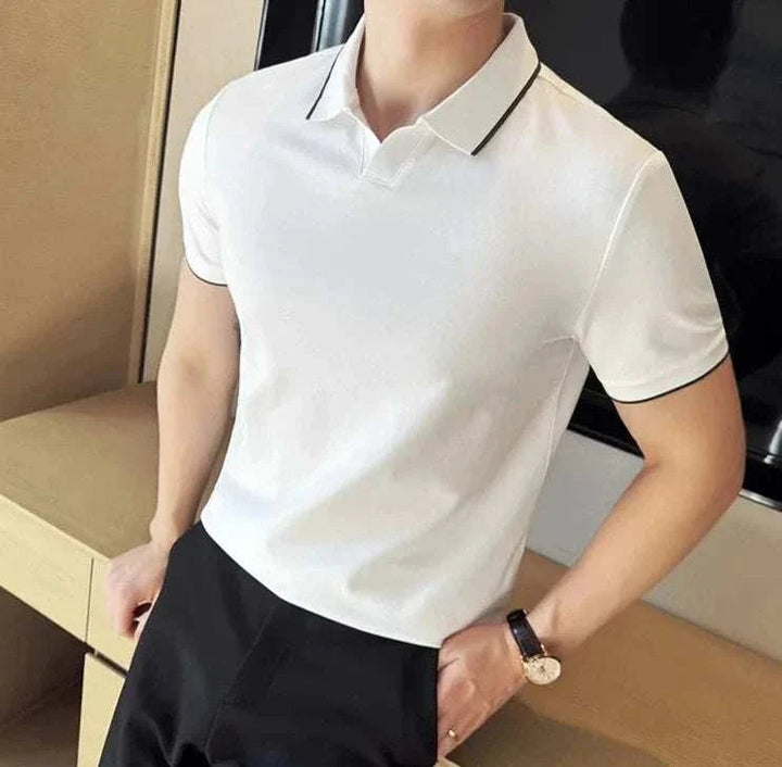 Mens Polo Shirt Breathable Knit Structured Collar