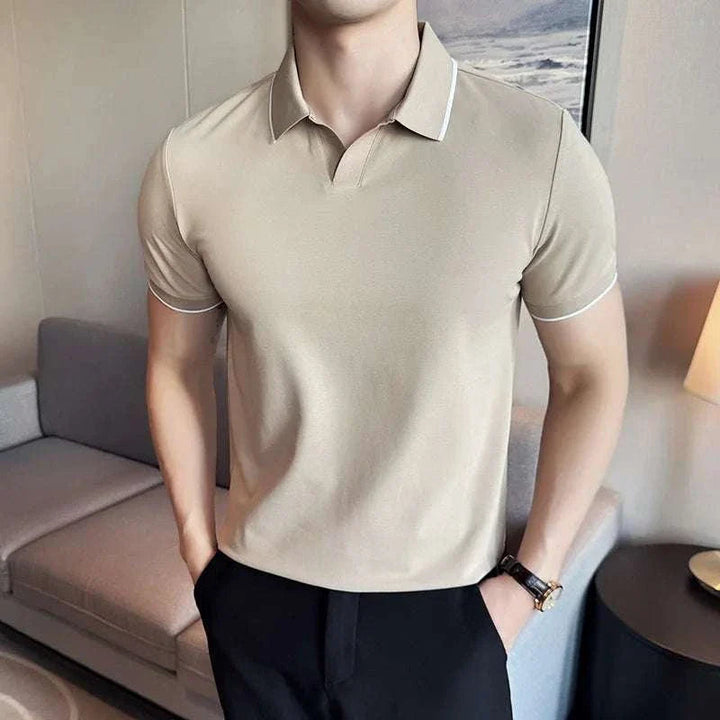 Mens Polo Shirt Breathable Knit Structured Collar