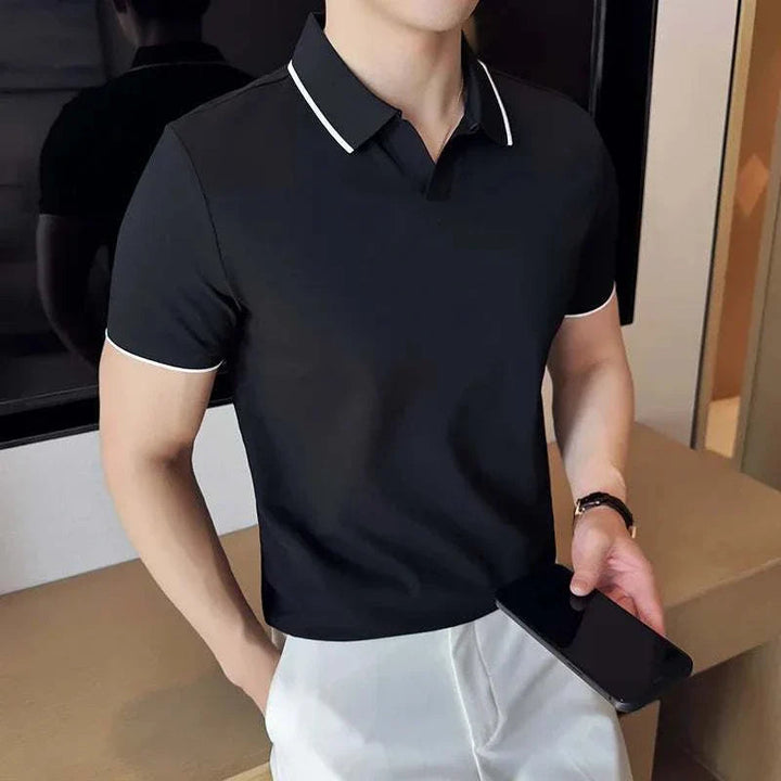 Mens Polo Shirt Breathable Knit Structured Collar