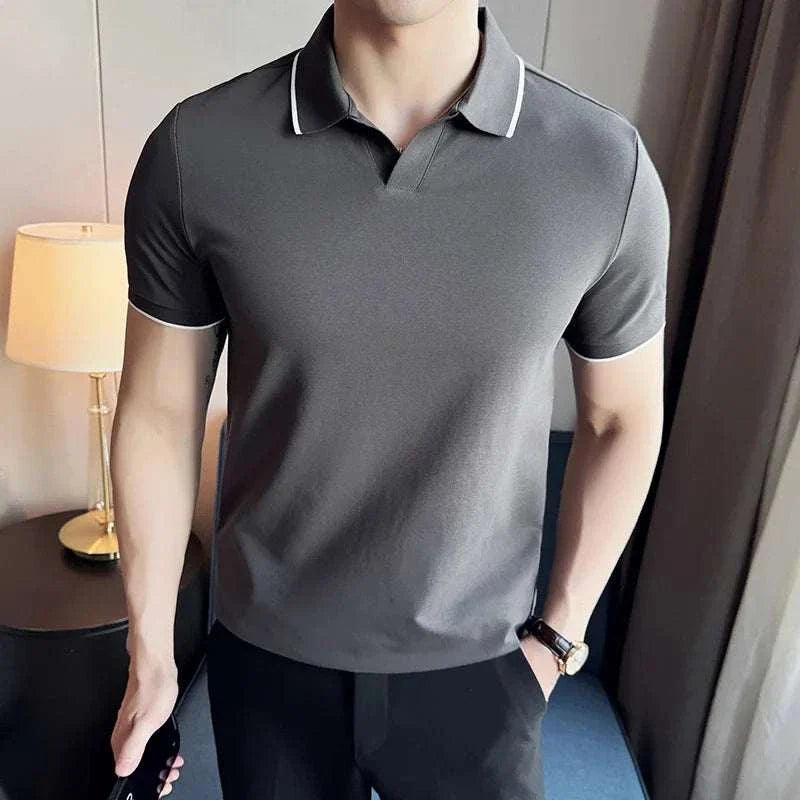 Mens Polo Shirt Breathable Knit Structured Collar