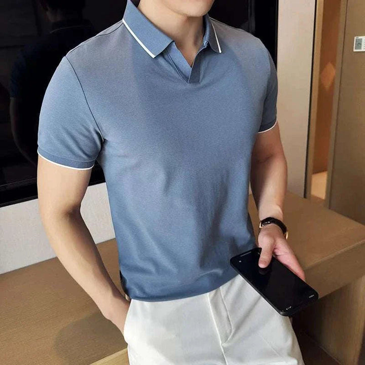 Mens Polo Shirt Breathable Knit Structured Collar
