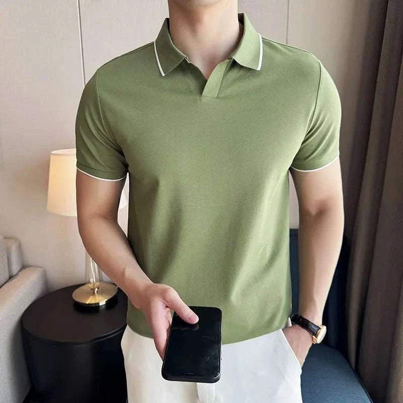 Mens Polo Shirt Breathable Knit Structured Collar