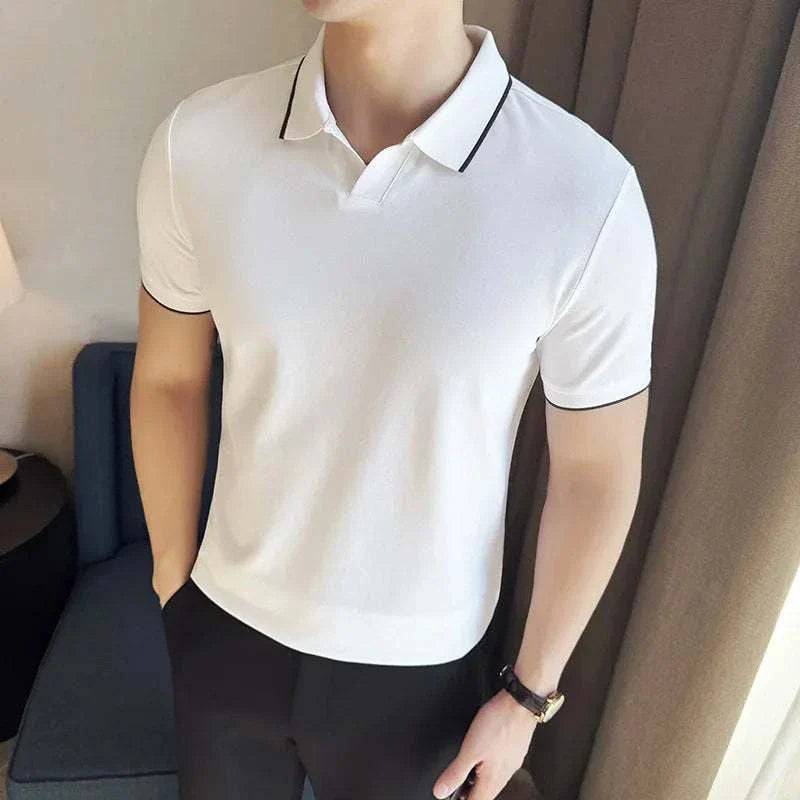 Mens Polo Shirt Breathable Knit Structured Collar - BritishMode
