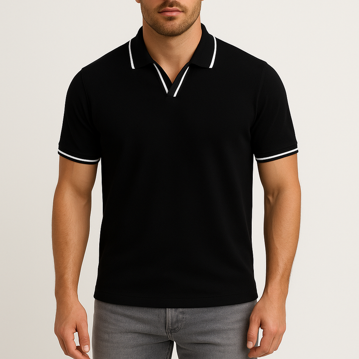 Mens Polo Shirt Breathable Structured Fit with Contrast Trim