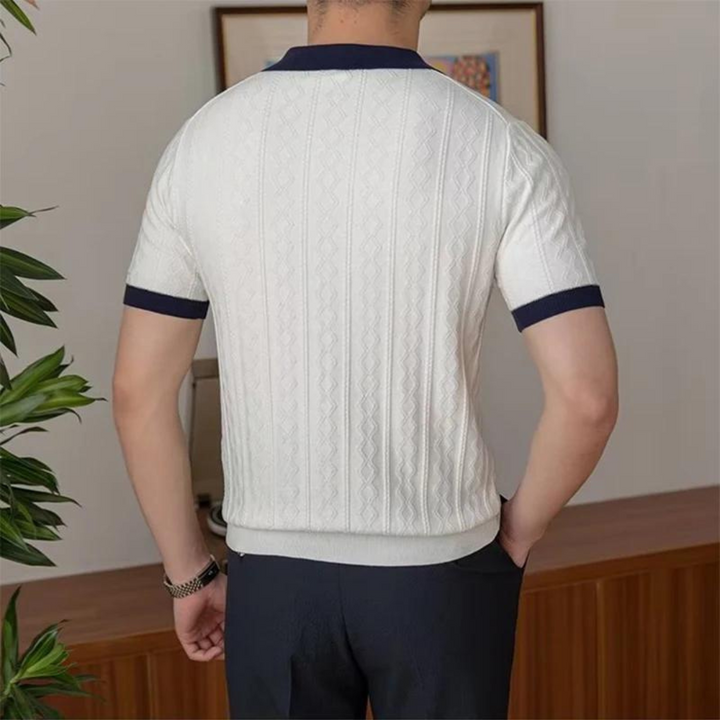 Mens Polo Shirt V-Neck Breathable Soft Blend Fabric