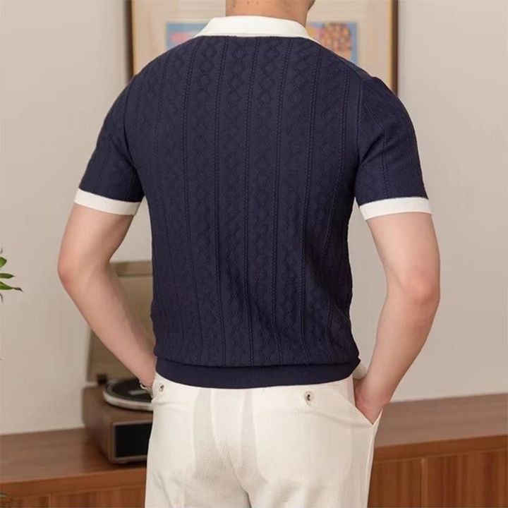 Mens Polo Shirt V-Neck Breathable Soft Blend Fabric