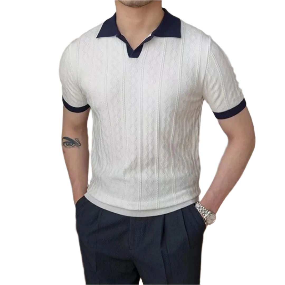 Mens Polo Shirt V-Neck Breathable Soft Blend Fabric - BritishMode
