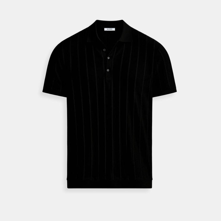 Mens Polo Shirt Vertical Stripe Placket Streamlined Fit