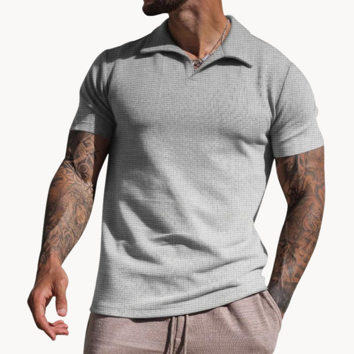 Mens Polo Shirt Yarn-Dyed Blend Johnny Collar Durable Fit - BritishMode