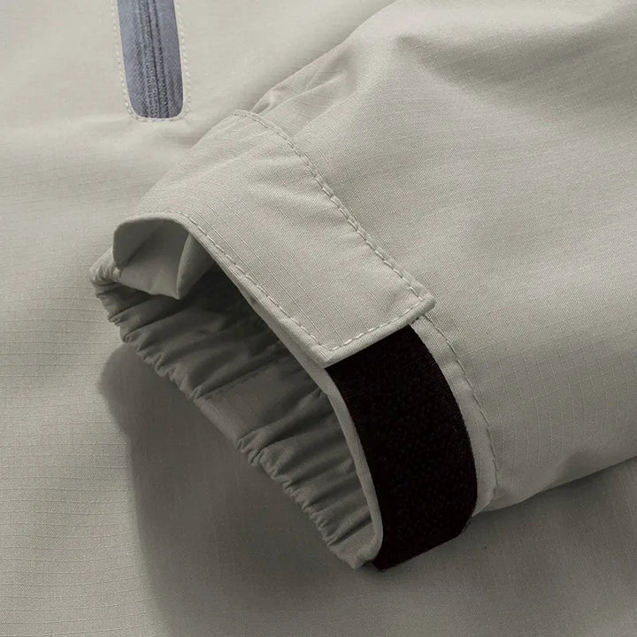 Unisex Polyester Blend Jacket with Attached Hood and Adjustable Hem