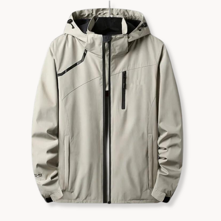 Unisex Polyester Blend Jacket with Attached Hood and Adjustable Hem