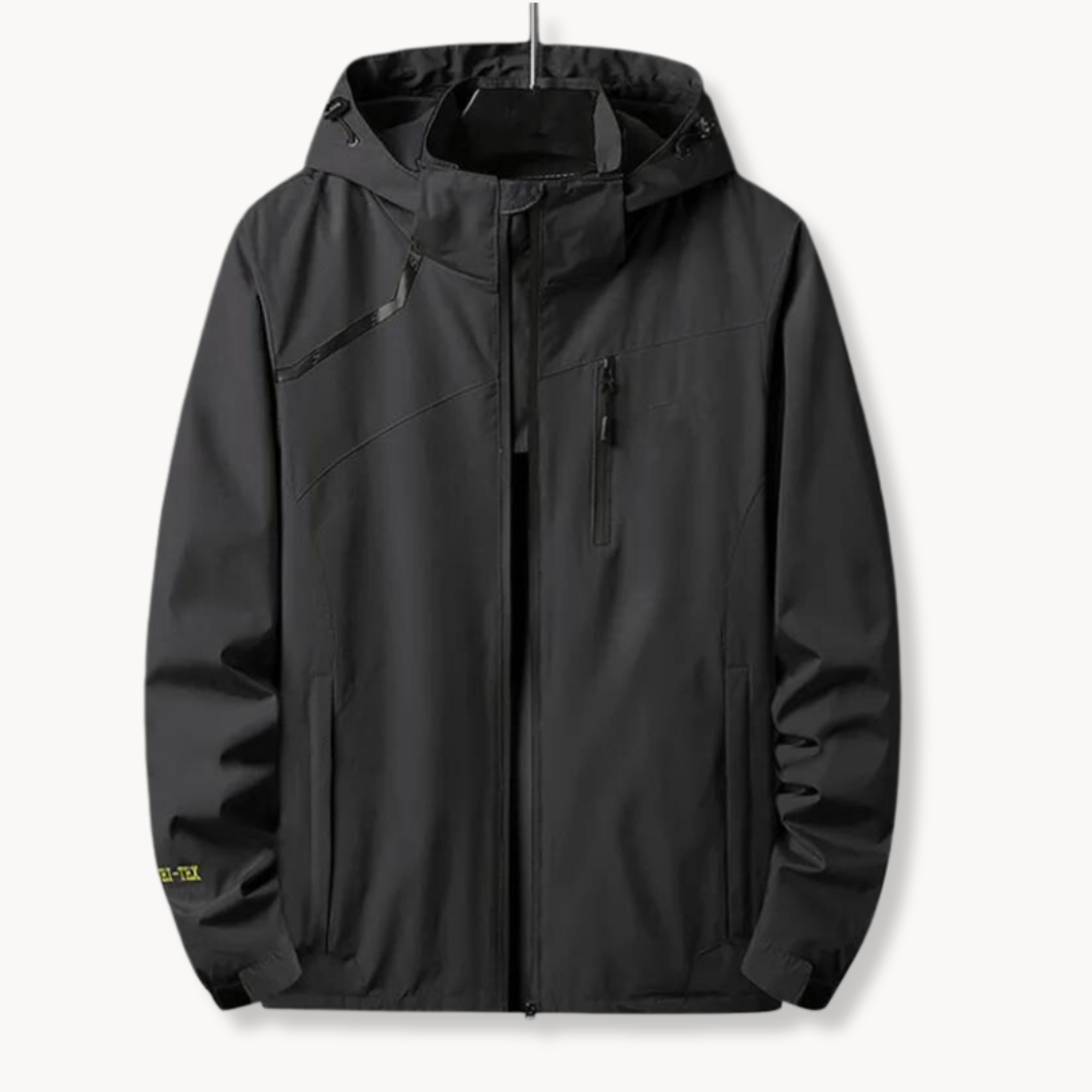 Unisex Polyester Blend Jacket with Attached Hood and Adjustable Hem