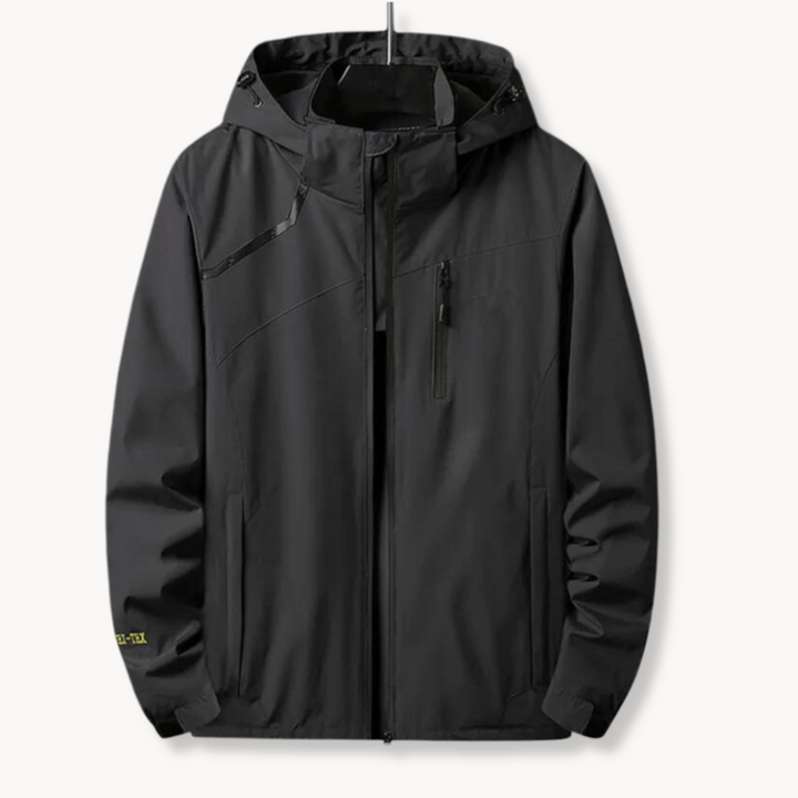 Unisex Polyester Blend Jacket with Attached Hood and Adjustable Hem