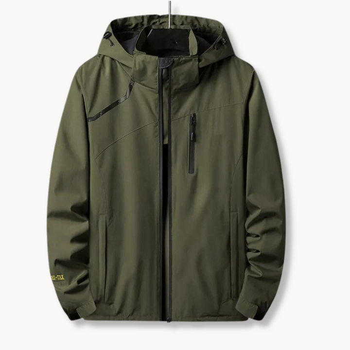 Unisex Polyester Blend Jacket with Attached Hood and Adjustable Hem