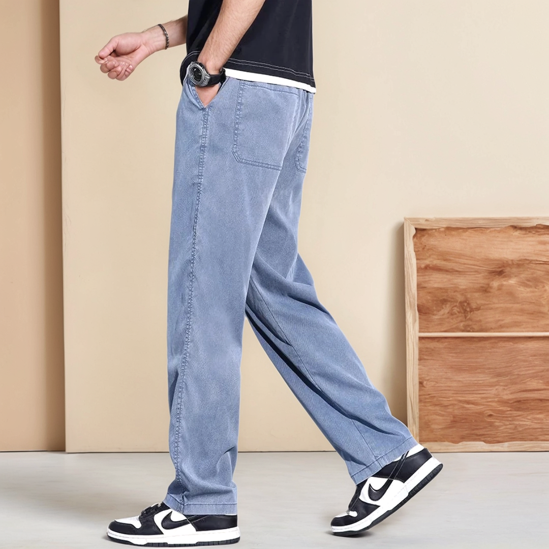 Mens Polyester Blend Jeans Relaxed Fit Comfortable Movement