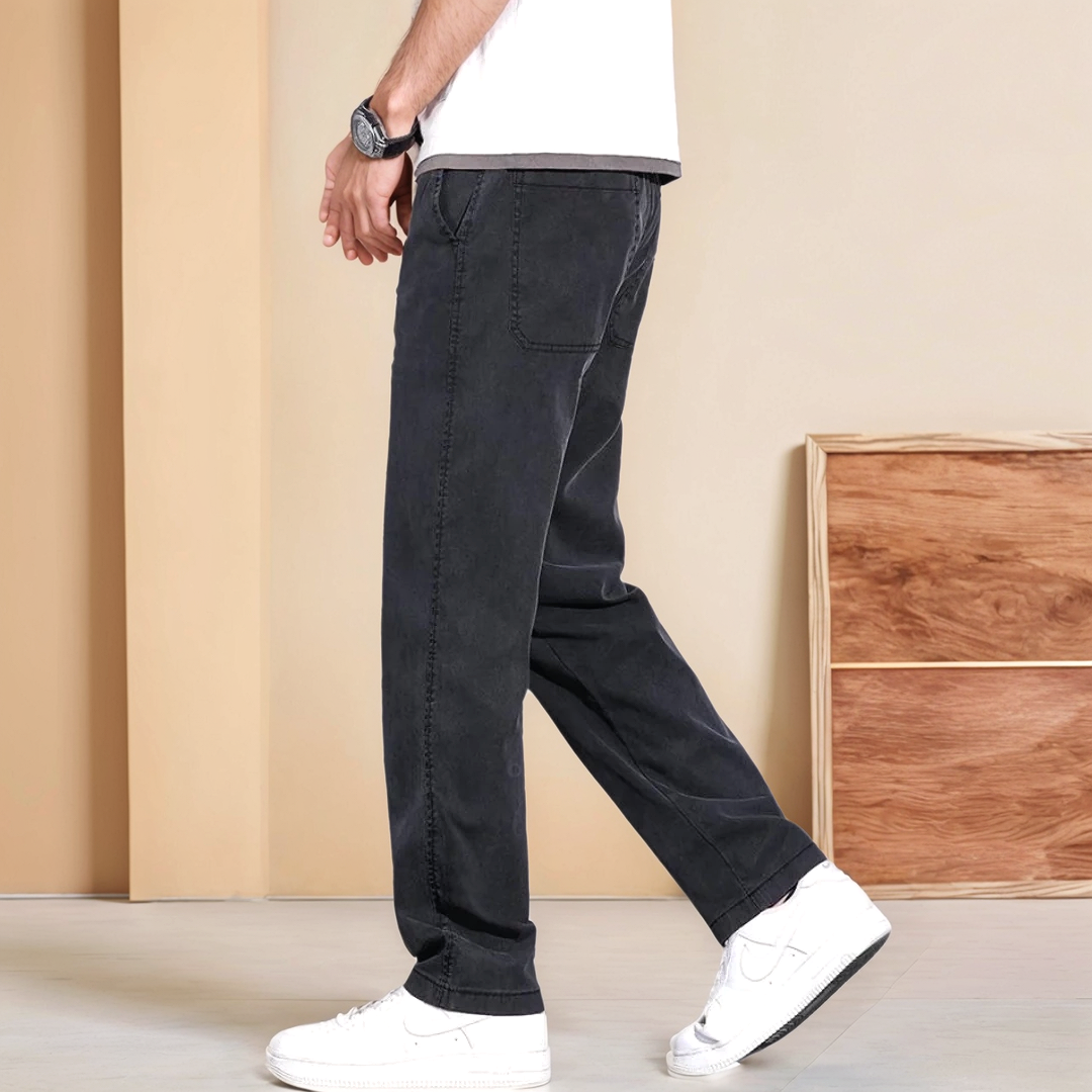 Mens Polyester Blend Jeans Relaxed Fit Comfortable Movement