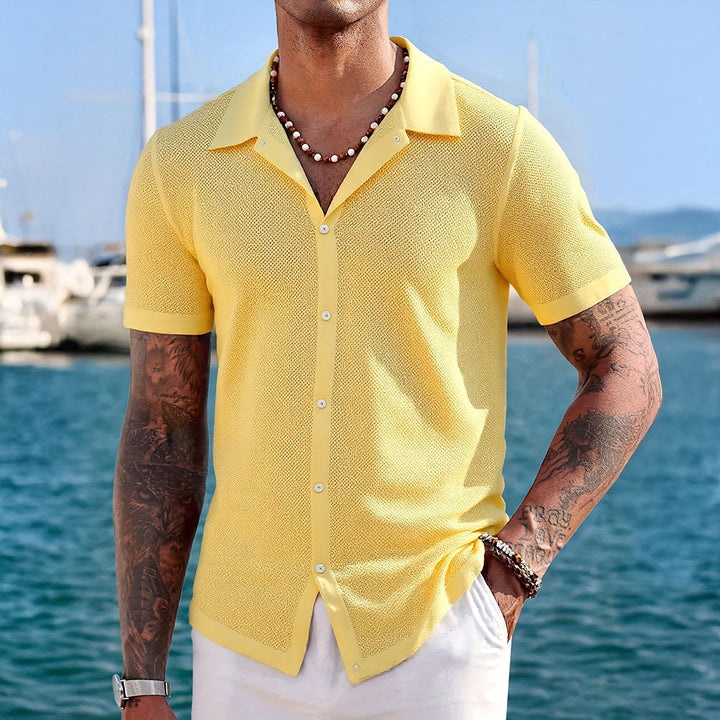 Mens Knit Shirt Polyester Blend Mesh Breathable