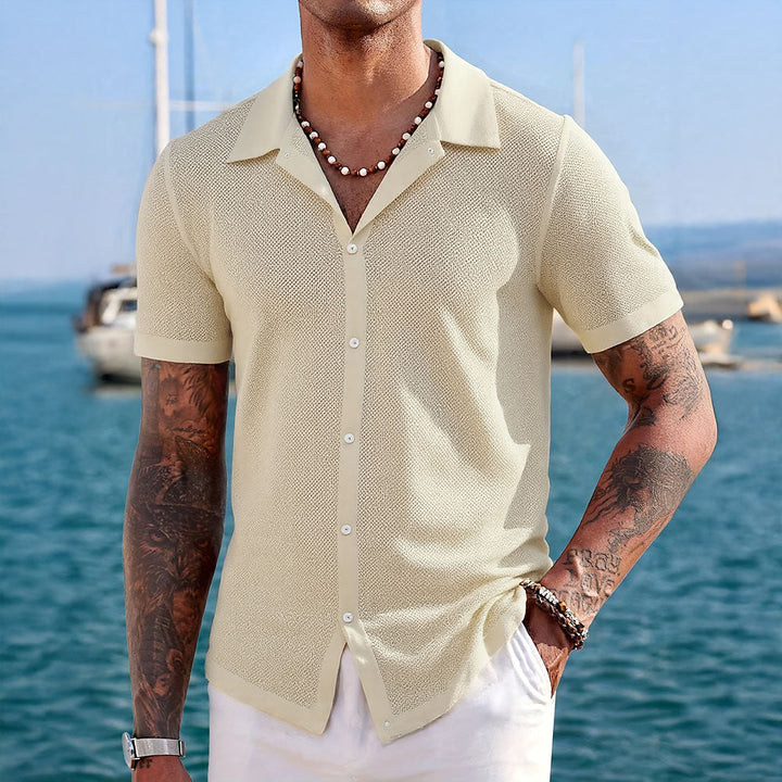 Mens Knit Shirt Polyester Blend Mesh Breathable