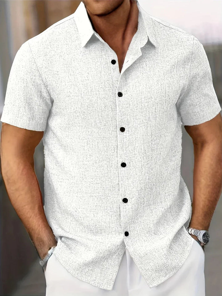 Mens Shirt Polyester Blend Button Front Breathable Fit