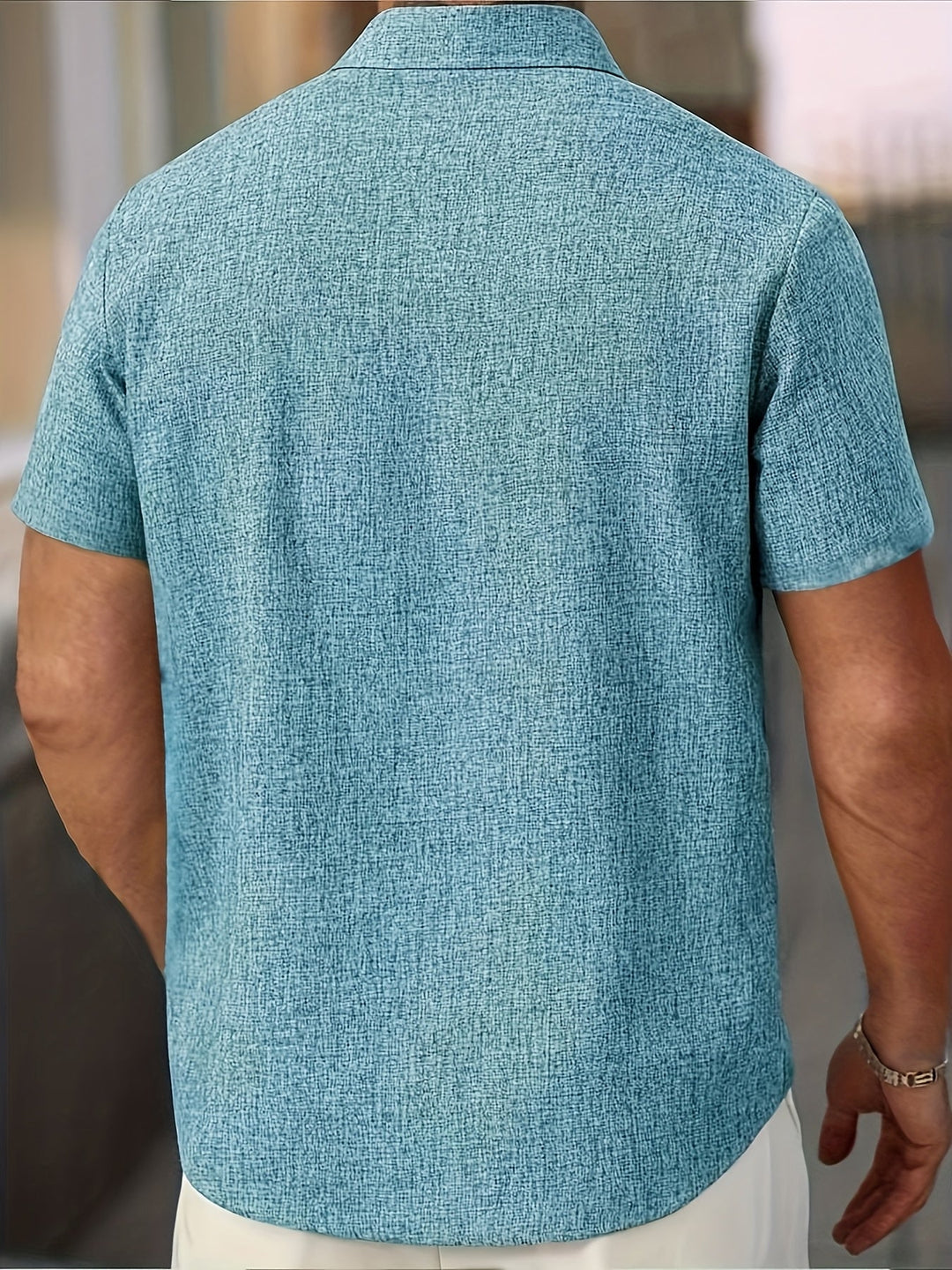 Mens Shirt Polyester Blend Button Front Breathable Fit