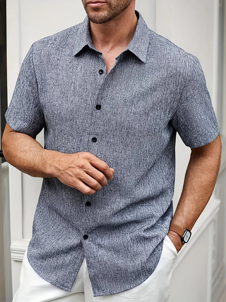 Mens Shirt Polyester Blend Button Front Breathable Fit