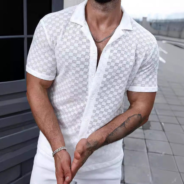 Womens Shirt with Lace Panel Polyester Blend Breathable Fit