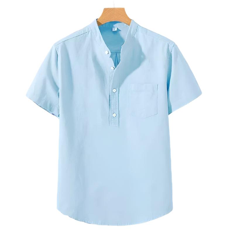 Mens Shirt Polyester Blend Stand Collar Regular Fit - BritishMode