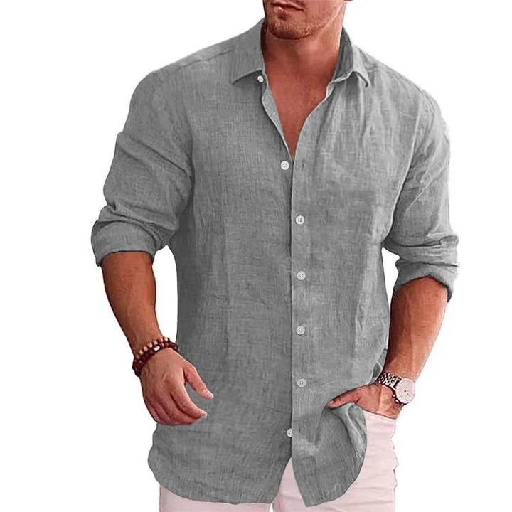 Mens Shirt Polyester Blend Turn-Down Collar Breathable Fit