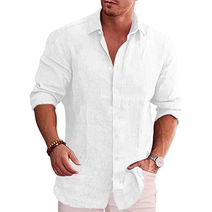Mens Shirt Polyester Blend Turn-Down Collar Breathable Fit