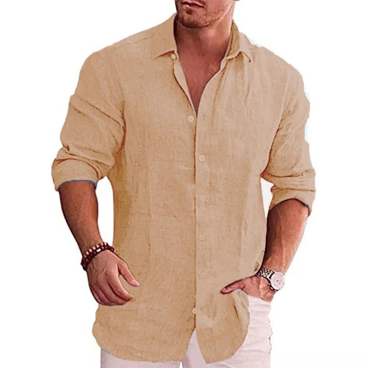 Mens Shirt Polyester Blend Turn-Down Collar Breathable Fit