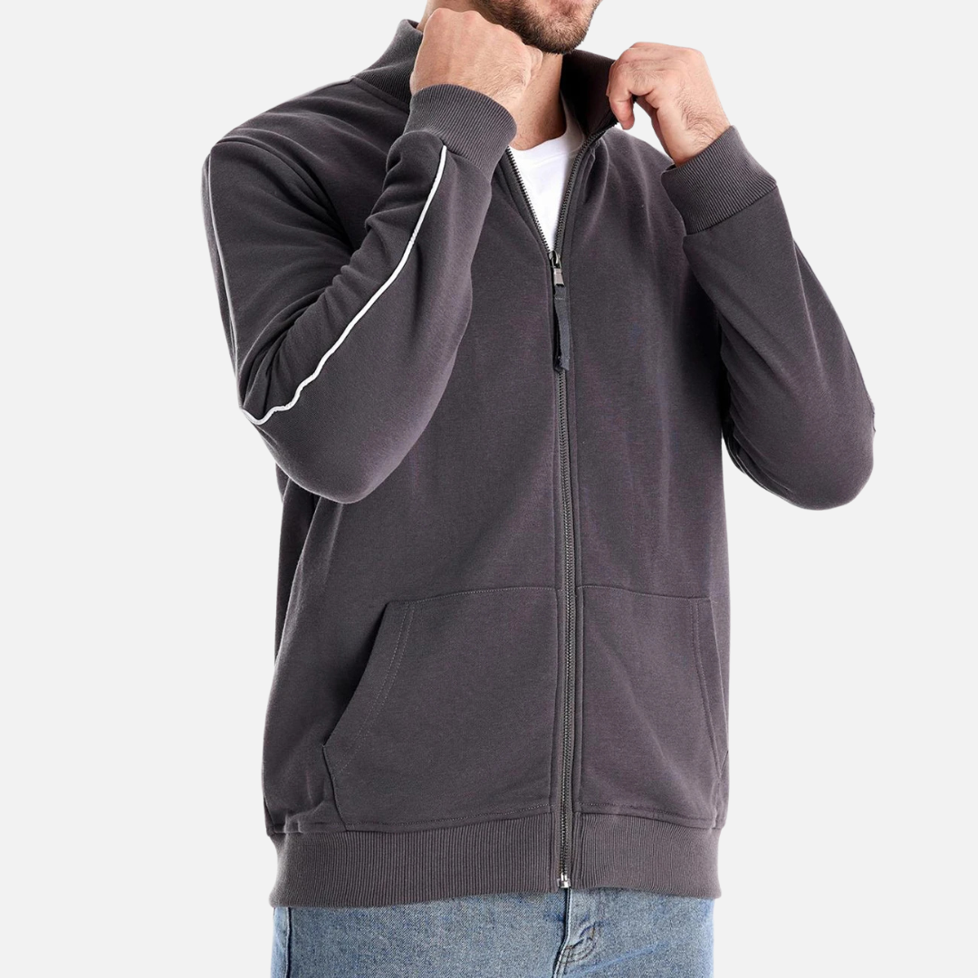 Unisex Polyester Blend Sweater Half Zip with Neck Shield Design