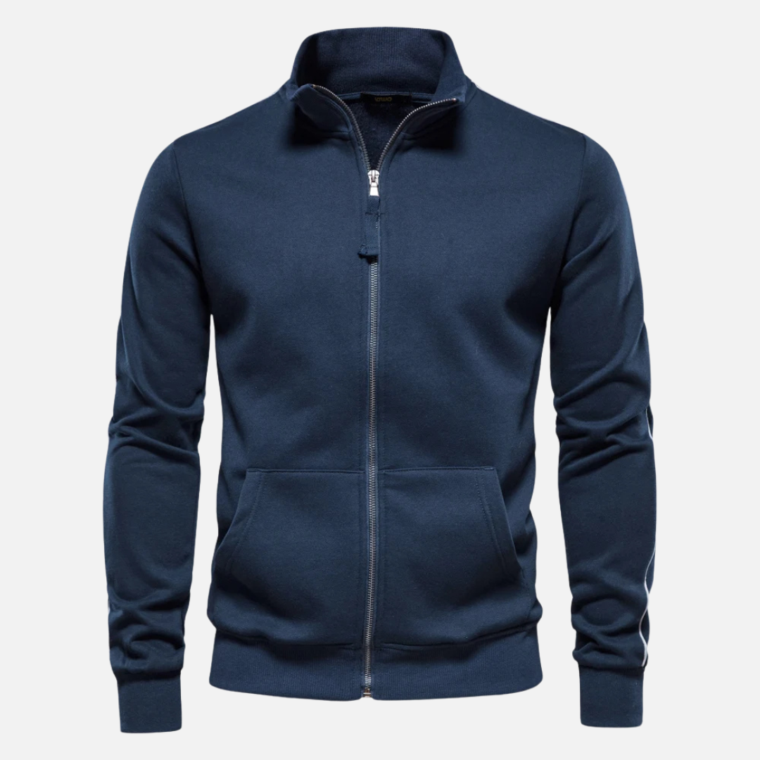 Unisex Polyester Blend Sweater Half Zip with Neck Shield Design