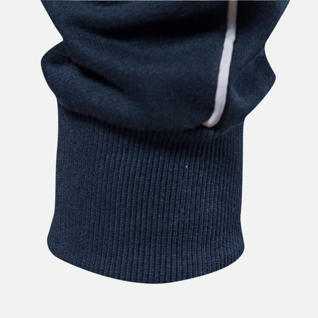 Unisex Polyester Blend Sweater Half Zip with Neck Shield Design