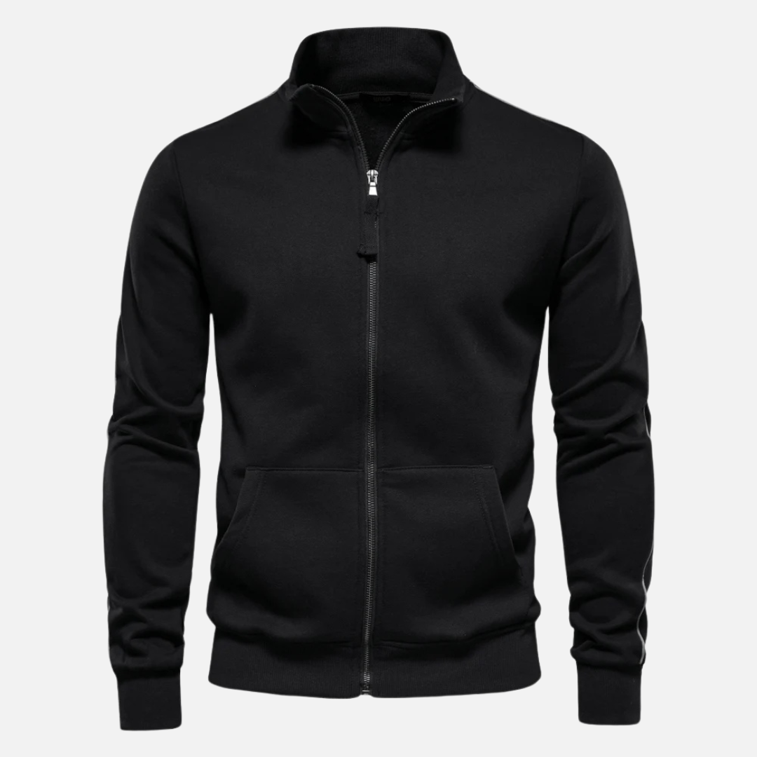 Unisex Polyester Blend Sweater Half Zip with Neck Shield Design