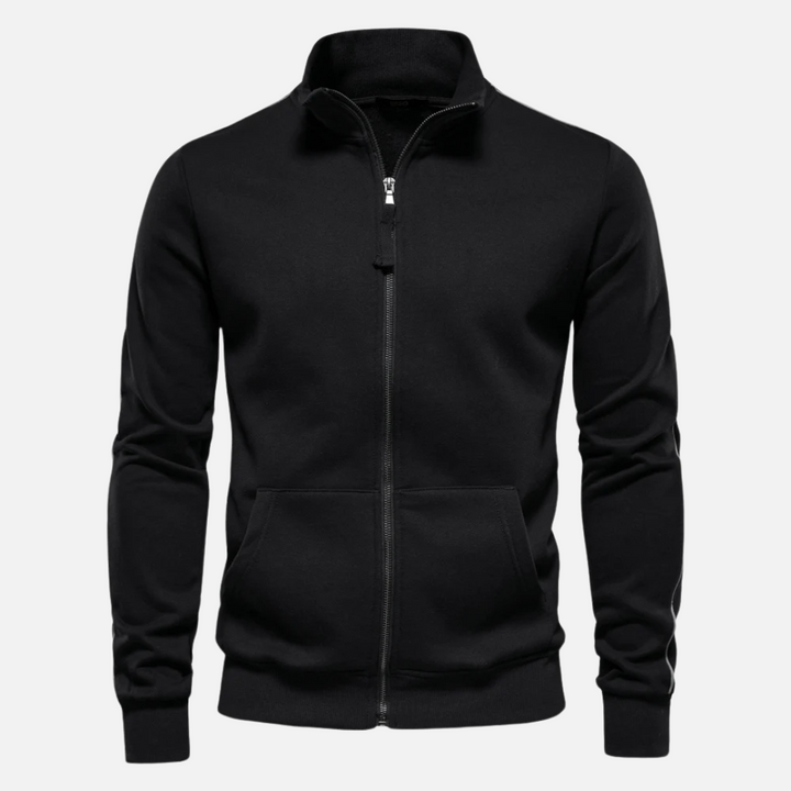 Unisex Polyester Blend Sweater Half Zip with Neck Shield Design