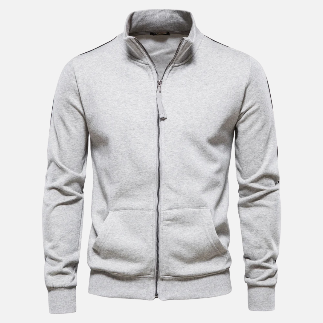 Unisex Polyester Blend Sweater Half Zip with Neck Shield Design