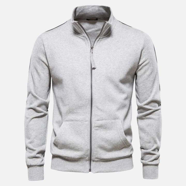 Unisex Polyester Blend Sweater Half Zip with Neck Shield Design