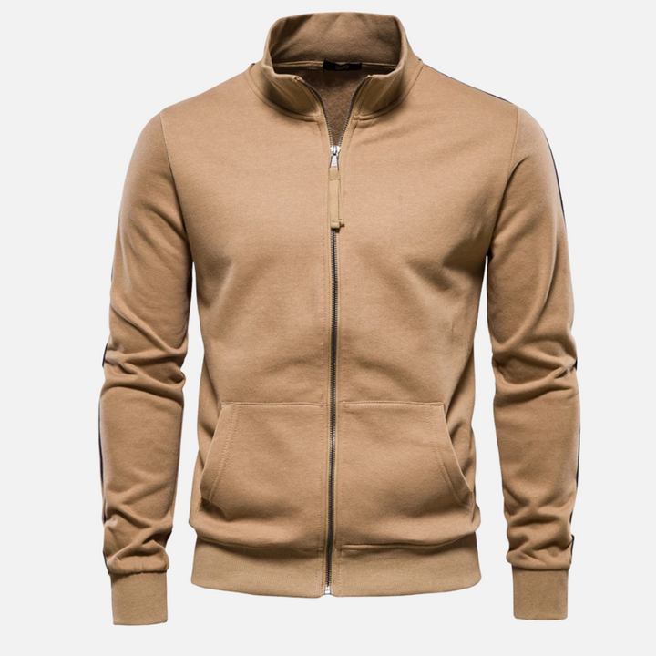 Unisex Polyester Blend Sweater Half Zip with Neck Shield Design