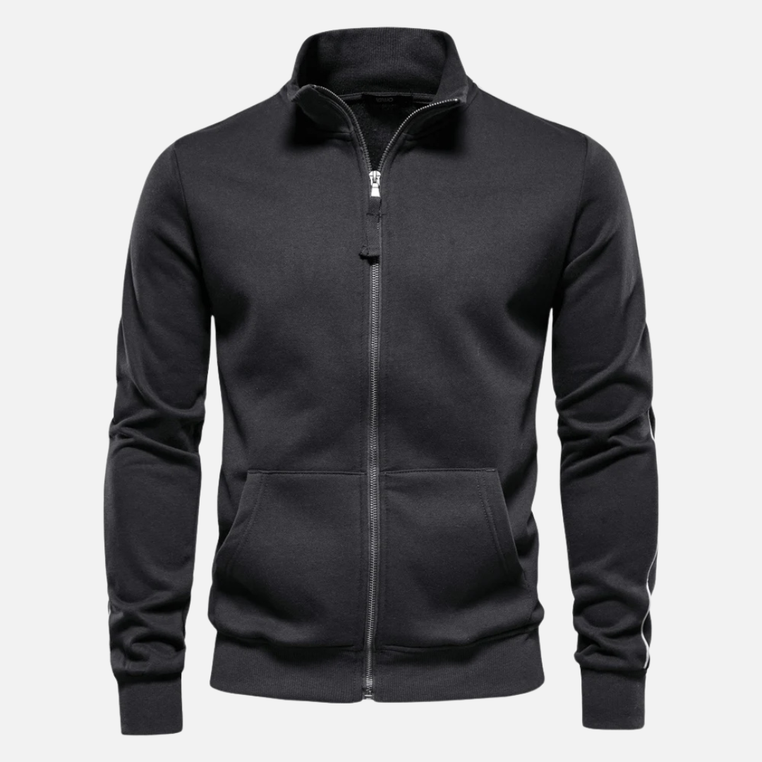 Unisex Polyester Blend Sweater Half Zip with Neck Shield Design - BritishMode