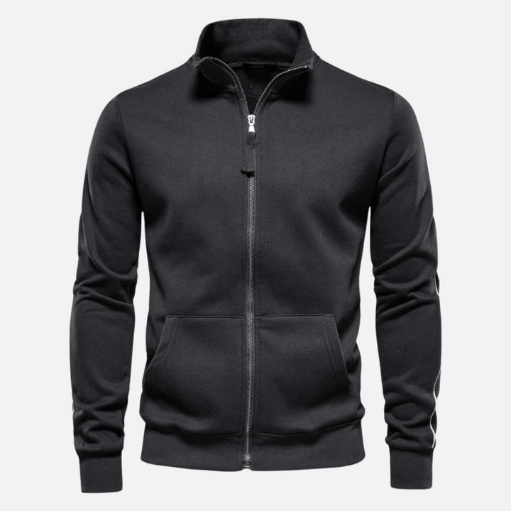 Unisex Polyester Blend Sweater Half Zip with Neck Shield Design - BritishMode