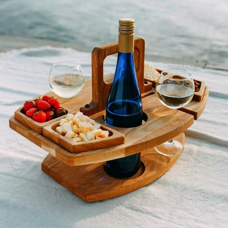 Outdoor Collapsible Wooden Wine Picnic Table - BritishMode
