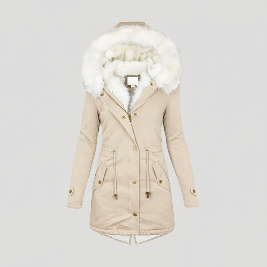 Womens Parka Coat Fur-Lined Insulated Warm Fit