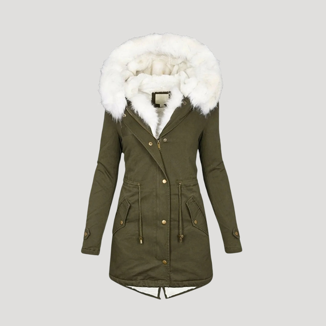 Womens Parka Coat Fur-Lined Insulated Warm Fit