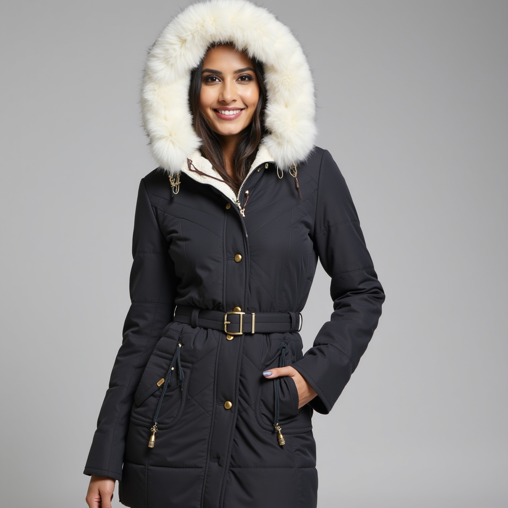 Womens Parka Coat Fur-Lined Insulated Warm Fit - BritishMode