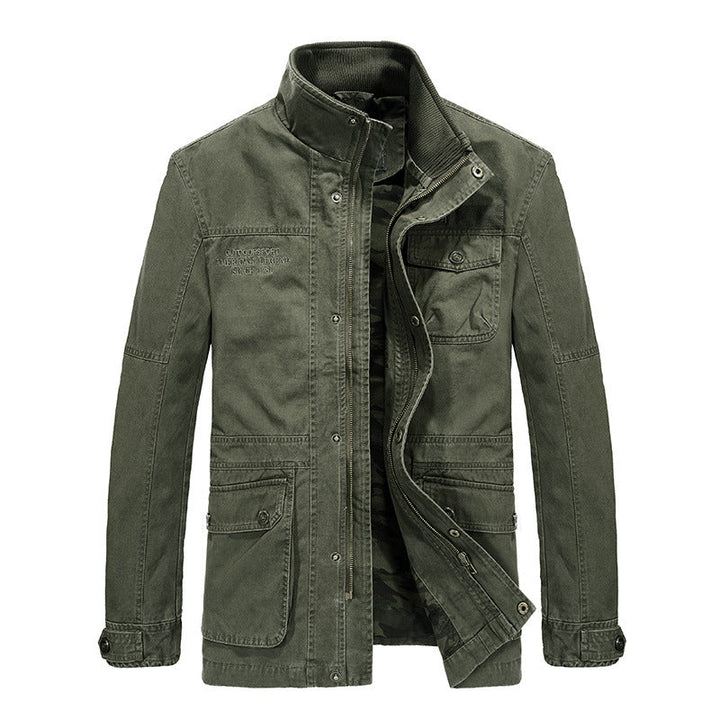 Mens Cargo Jacket Multi-Pocket Durable Fit